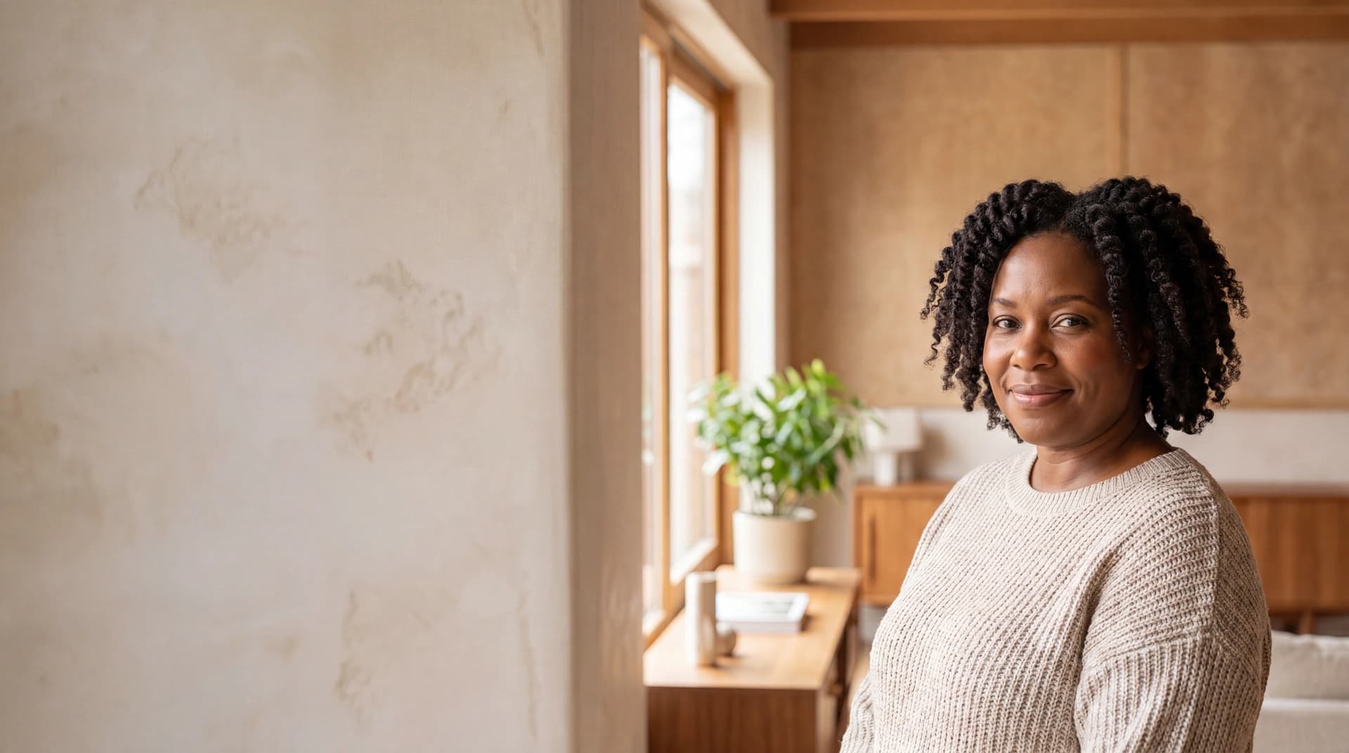 A woman at home, relaxed and self-assured — a Morningside Medical patient