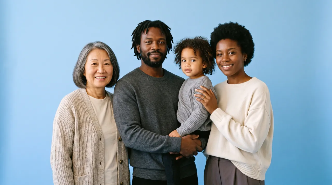 A warm, multi-generational family together